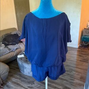 Navy Blue Off-Shoulder Romper